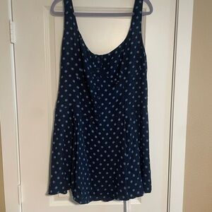 Reformation Navy Blue Polka Dot Dress